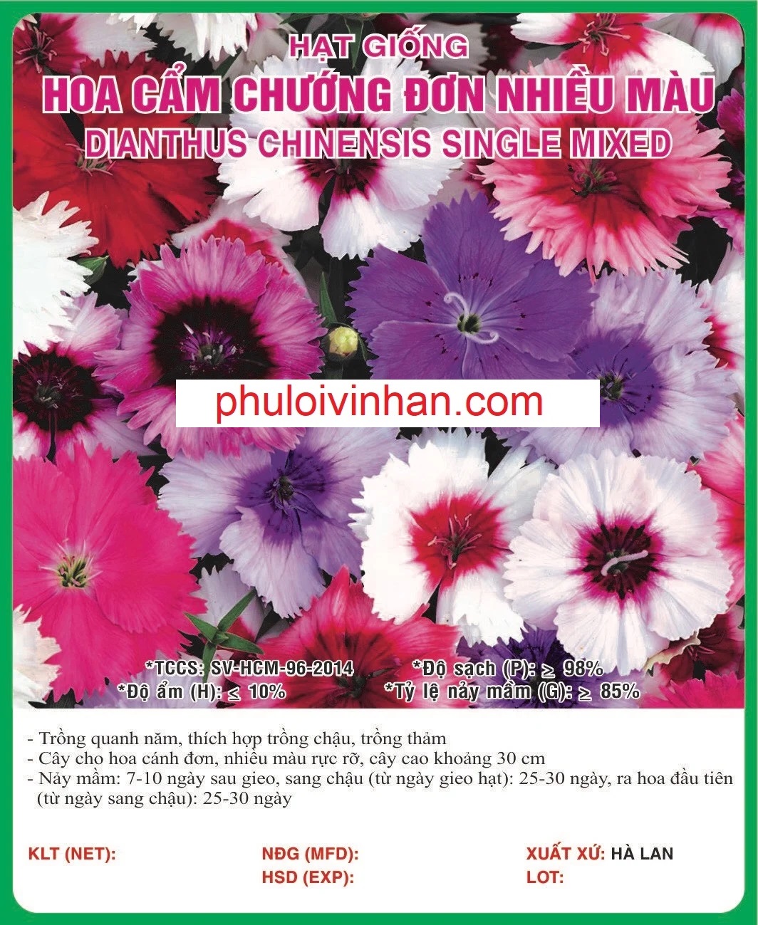 HOA CẨM CHƯỚNG ĐƠN NHIỀU MÀU - 0.5GR