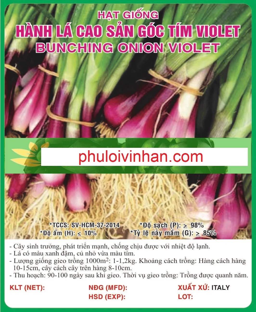 HÀNH LÁ CAO SẢN GỐC TÍM