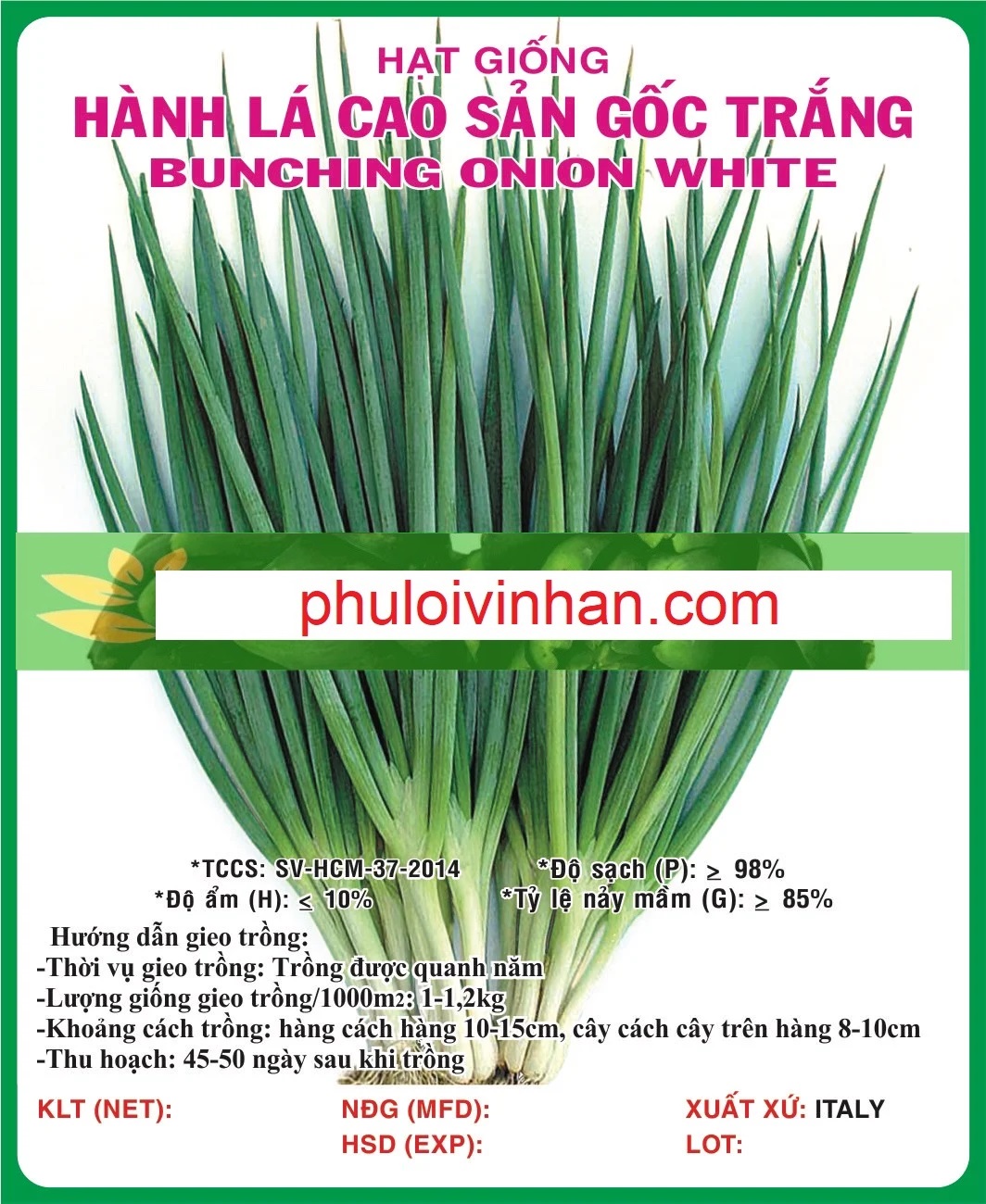 HÀNH LÁ CAO SẢN GỐC TRẮNG