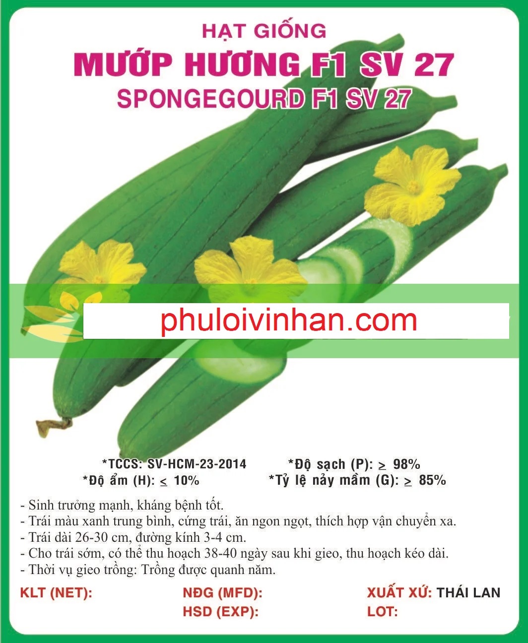 MƯỚP HƯƠNG THÁI LAN F1 SV 27