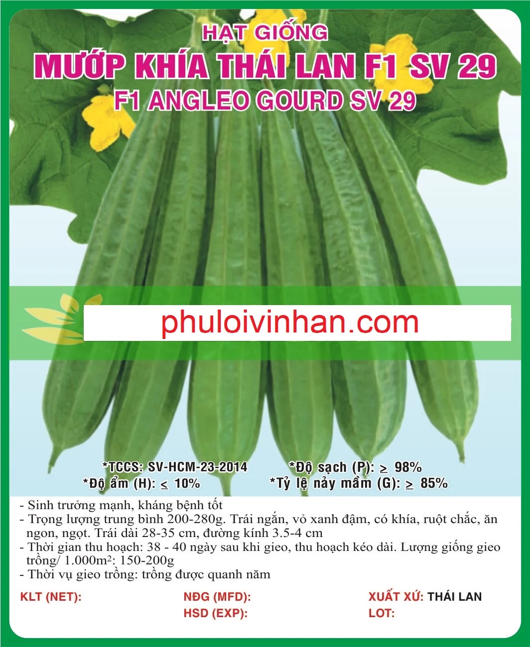 MƯỚP KHÍA THÁI LAN F1 SV 29 - 10 HẠT