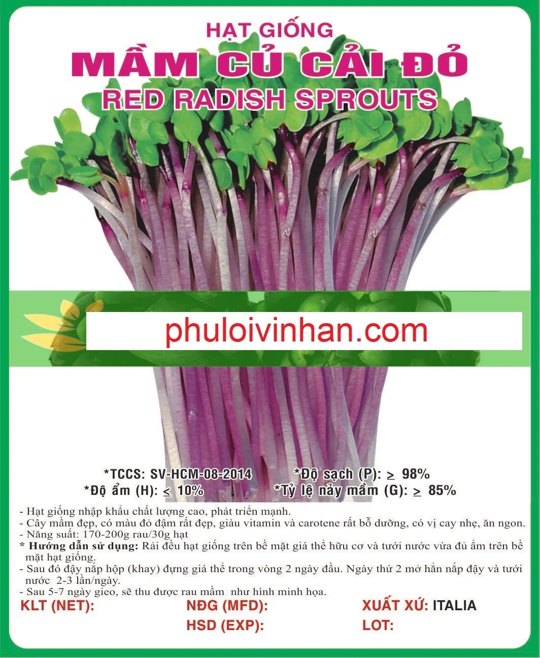 MẦM CỦ CẢI ĐỎ - 50GR