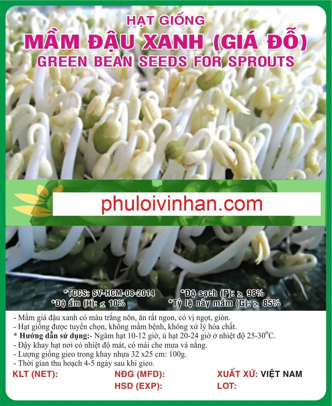 MẦM ĐẬU XANH (GIÁ ĐỖ)