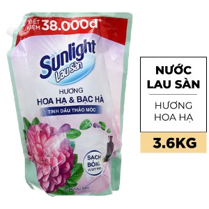 Nước lau sàn sunlight hương hoa hạ & bạc hà túi 3.4L