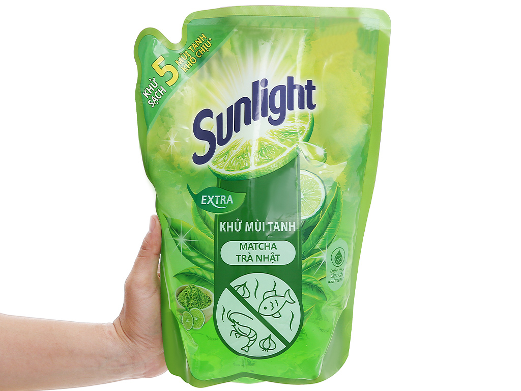 Nước rửa chén Sunlight Extra khử mùi tanh match trà nhật 2.1kg