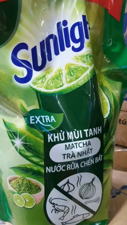 Nước rửa chén Sunlight Extra khử mùi tanh match trà nhật túi 3.4kg