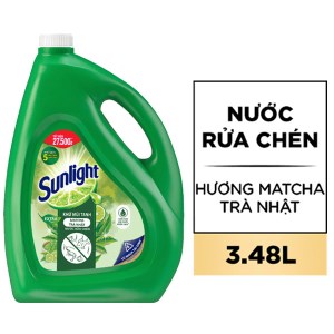 Nước rửa chén Sunlight match trà nhật can 3.6l