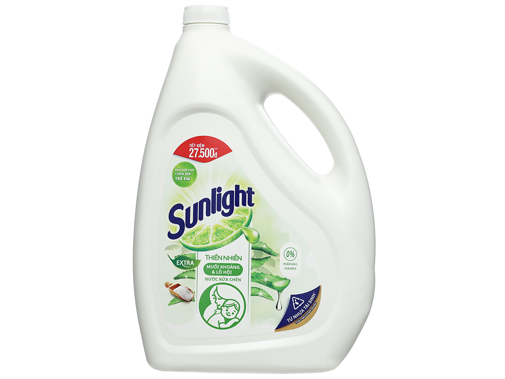 Nước rửa chén Sunlight muối khoáng và lô hội can 3.6kg