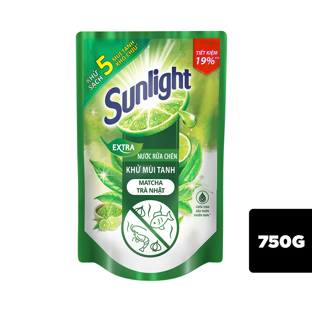 Nước rửa chén sunlight trà nhật túi 750g x18 túi