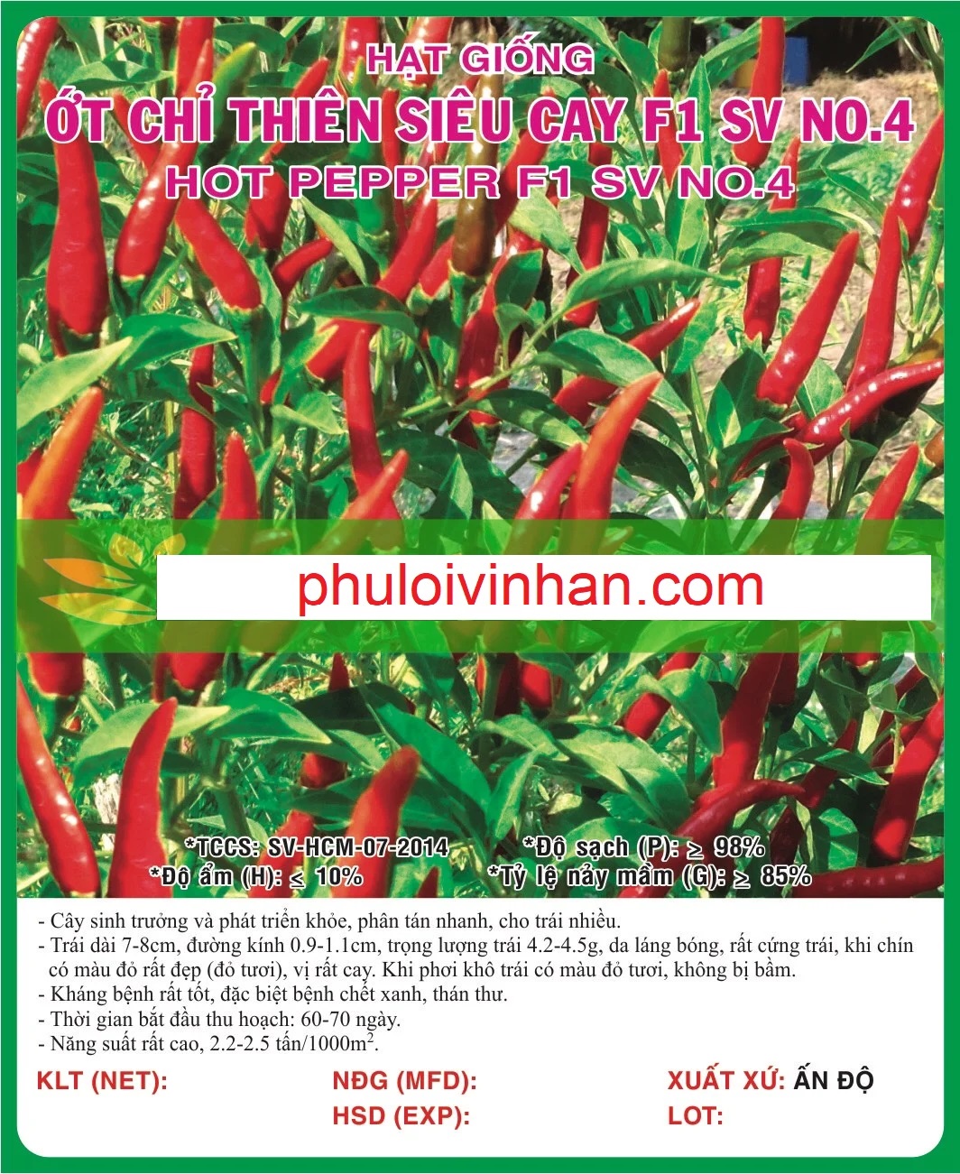 ỚT CHỈ THIÊN SIÊU CAY F1 SV No 4