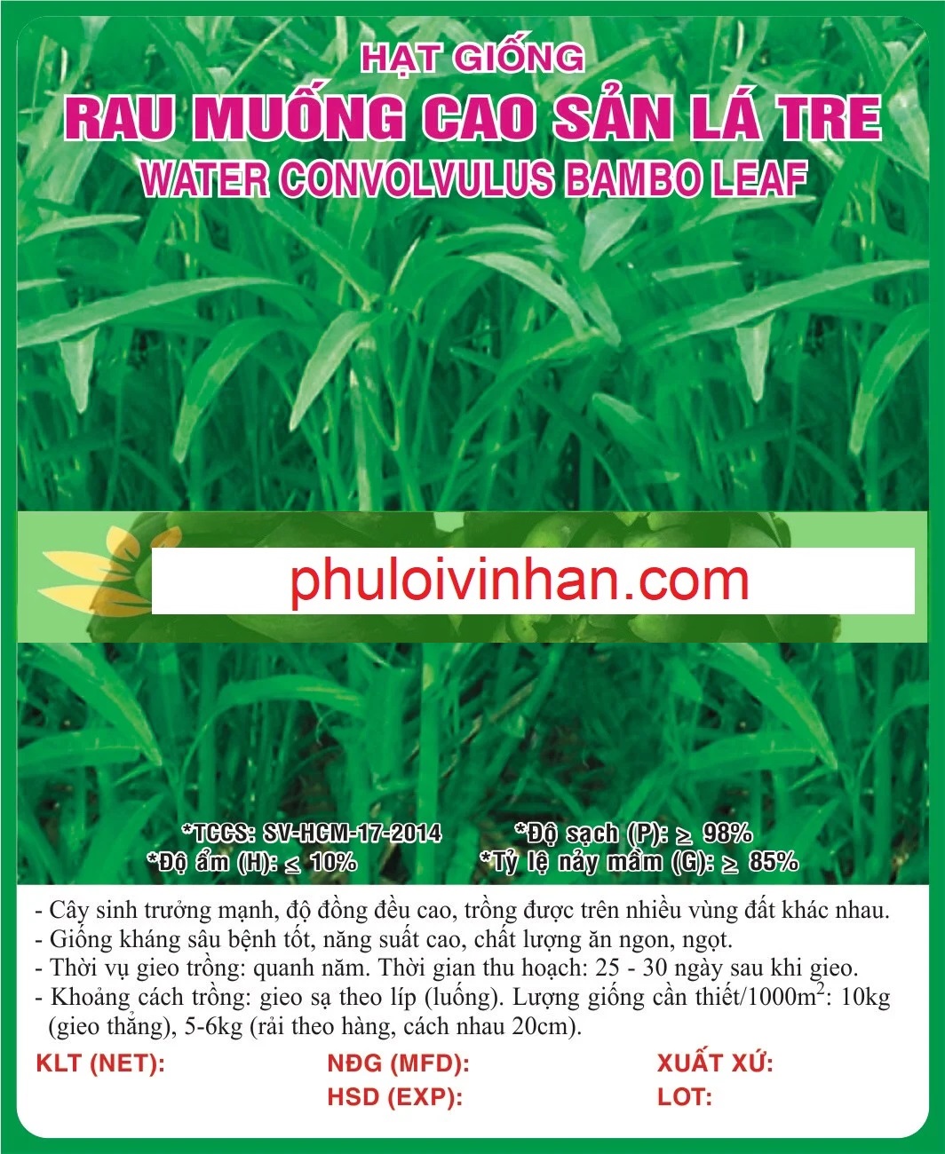RAU MUỐNG CAO SẢN LÁ TRE