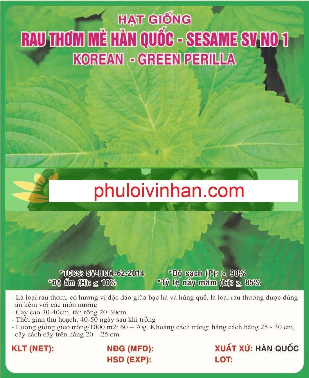 RAU THƠM MÈ HÀN QUỐC