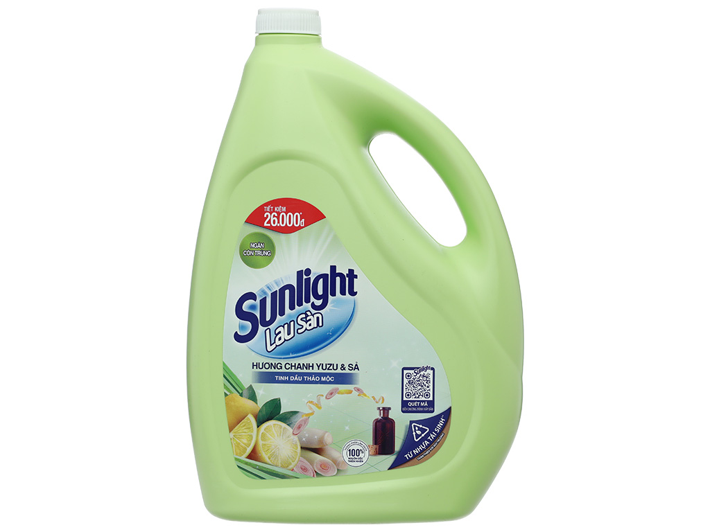 nước lau nhà sunlight lau sàn tinh dầu thảo mộc can 3.6l