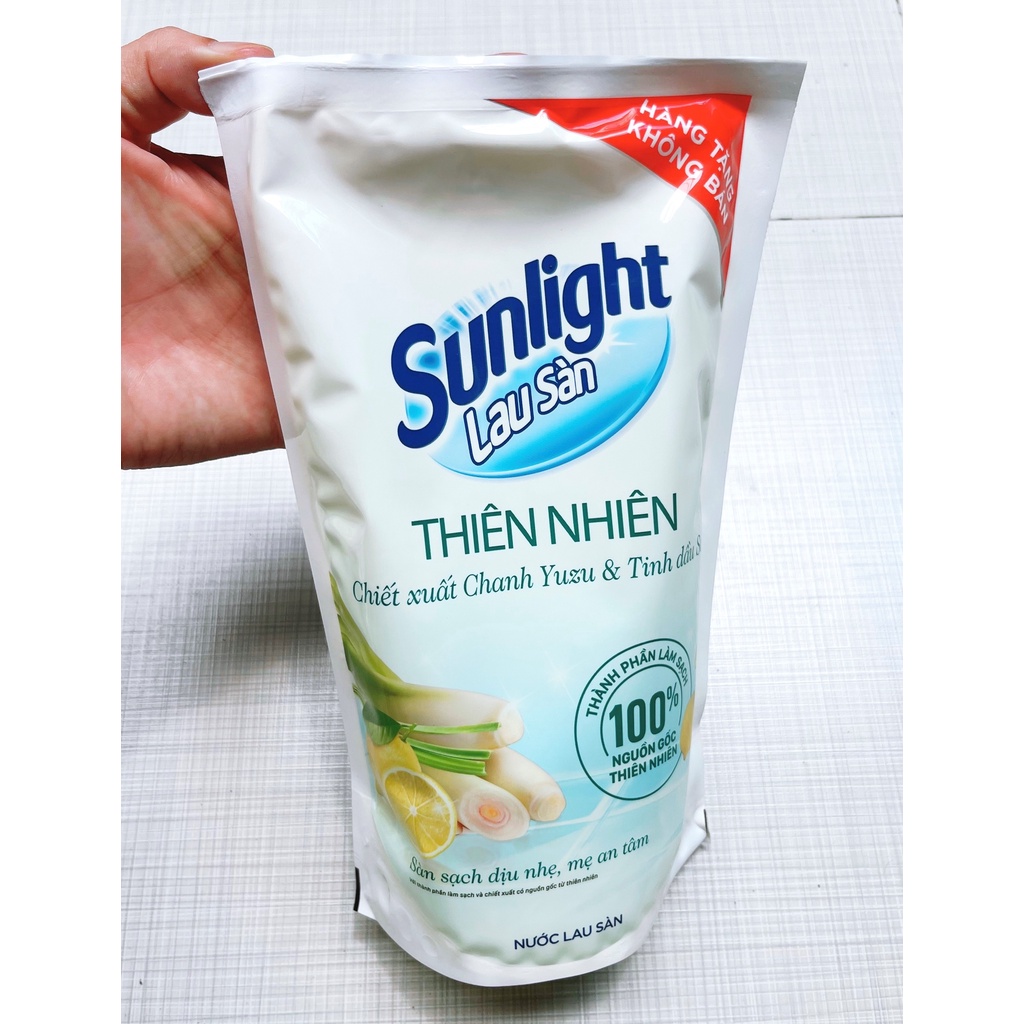 sunlight lau sàn chanh yuzu & tinh dầu xả túi 698ml